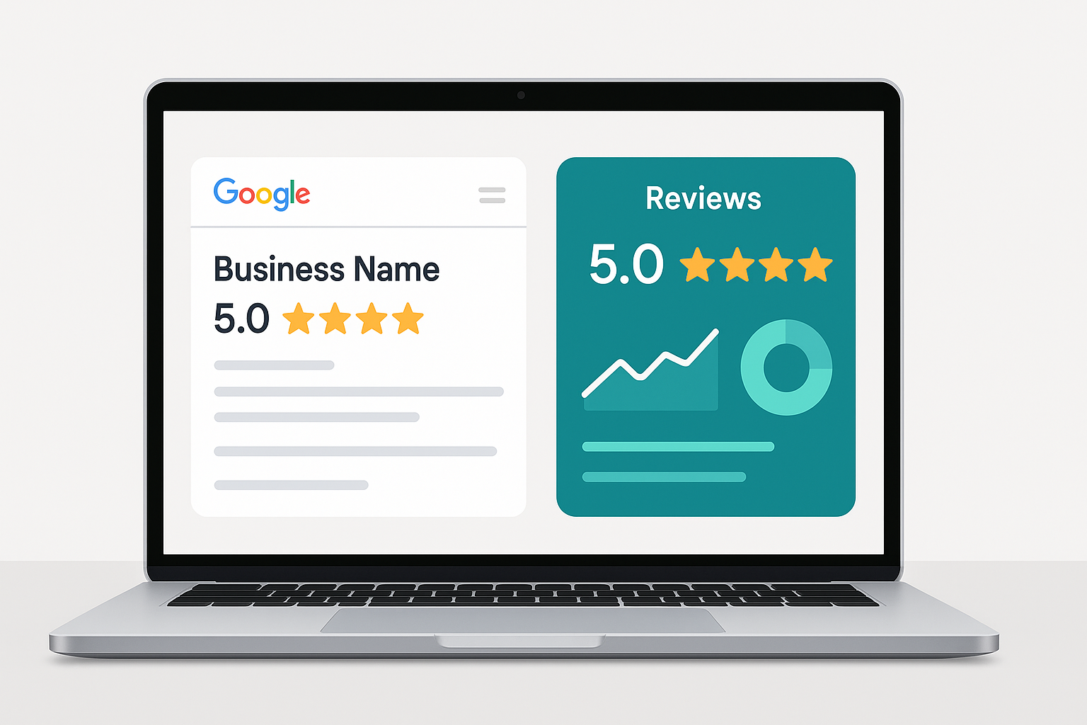 Smartphone displaying 5-star business rating